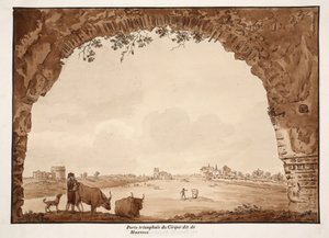 قوس النصر لسيرك ماكسينتيوس ، 1833 (النقش بغسل بني) بواسطة اجوستينو توفانيلي